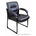 Black Leather Sleigh Guest Side Chair